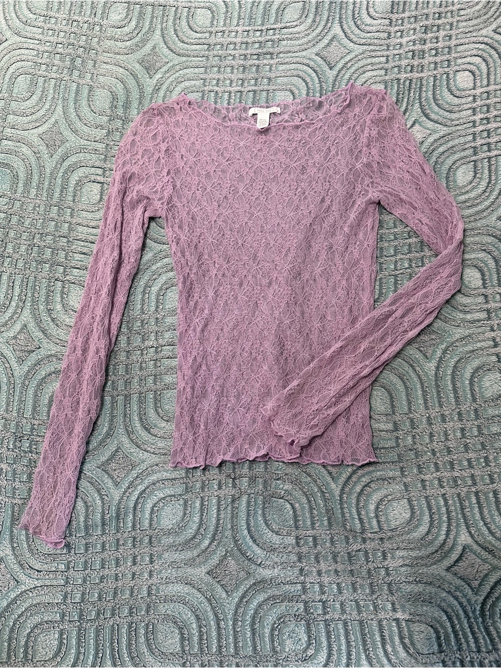Full Tilt Mauve Lace Long-Sleeve Top